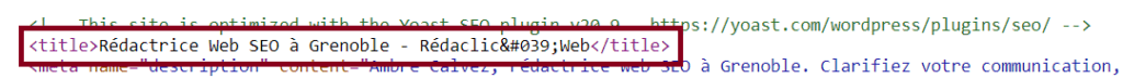 Exemple d'une balise HTML title